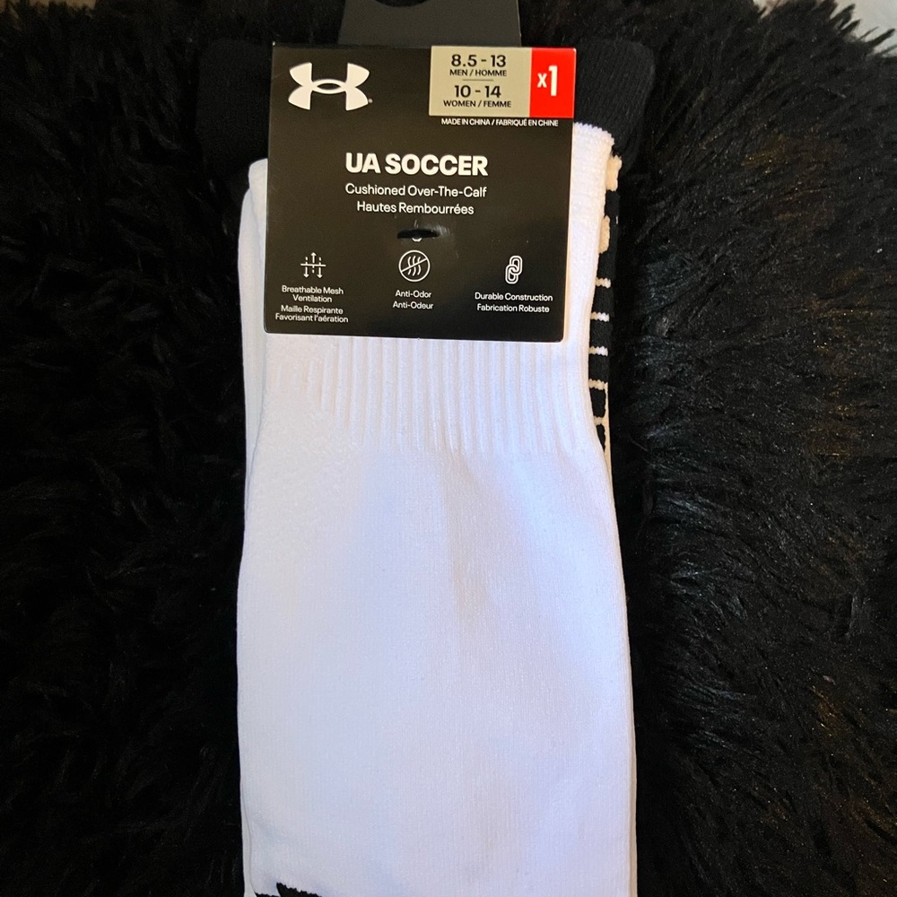 Under Armour White UA Soccer Cushioned Over-the-Calf Socks